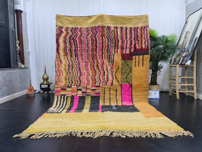 Authentic Colorful Rug: Authentic Colorful Handmade Moroccan Berber Wool Area Rug. This rug was handwoven in the Atlas Mountains by local Berber women weavers using traditional tools and natural local wool. Size : 9.84 x