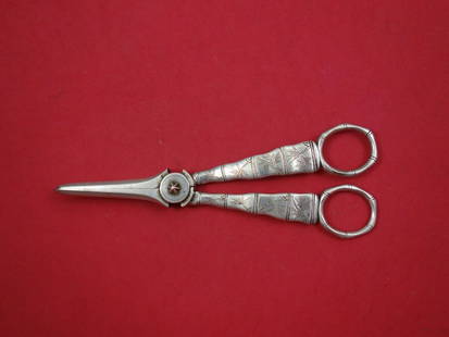 Japanese Sterling Silver Grape Shears AS w/ Bamboo Engraving 3.2oz. 6 3/8": Japanese Sterling Silver Grape Shears AS w/ Bamboo Engraving 3.2oz. 6 3/8" Japanese sterling silver japanese sterling silver grape shears all sterling with bamboo engraving, 3. 2oz. 6 3/8". It is