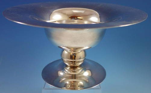 Maciel Mexican Mexico Sterling Silver Pedestal Compote / Centerpiece: Maciel Mexican Mexico Sterling Silver Pedestal Compote / Centerpiece (#1691) Macielmodernist mexican sterling silver large pedestal compote or centerpiece made by maciel. This piece weighs 32 troy