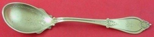 Armor by Whiting Sterling Silver Preserve Spoon GW Bowl Bright-Cut 7": Armor by Whiting Sterling Silver Preserve Spoon GW Bowl Bright-Cut 7" Armor by whiting sterling silver preserve spoon goldwashed bowl, bright-cut 7" in the pattern armor by whiting. It is