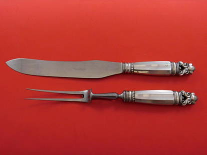 Acorn by Georg Jensen Sterling Silver Roast Carving Set 2pc: Acorn by Georg Jensen Sterling Silver Roast Carving Set 2pc Acorn by georg jensen sterling silver roast carving set 2-piece which includes: 1- roast carving knife 12"1- roast carving fork 10 1/2"