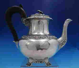 Francois Durand French Sterling Silver Tea Pot 3-D Flower Finial w/Ebony (1 of 11)