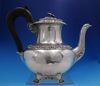Francois Durand French Sterling Silver Tea Pot 3-D Flower Finial w/Ebony (1 of 11)