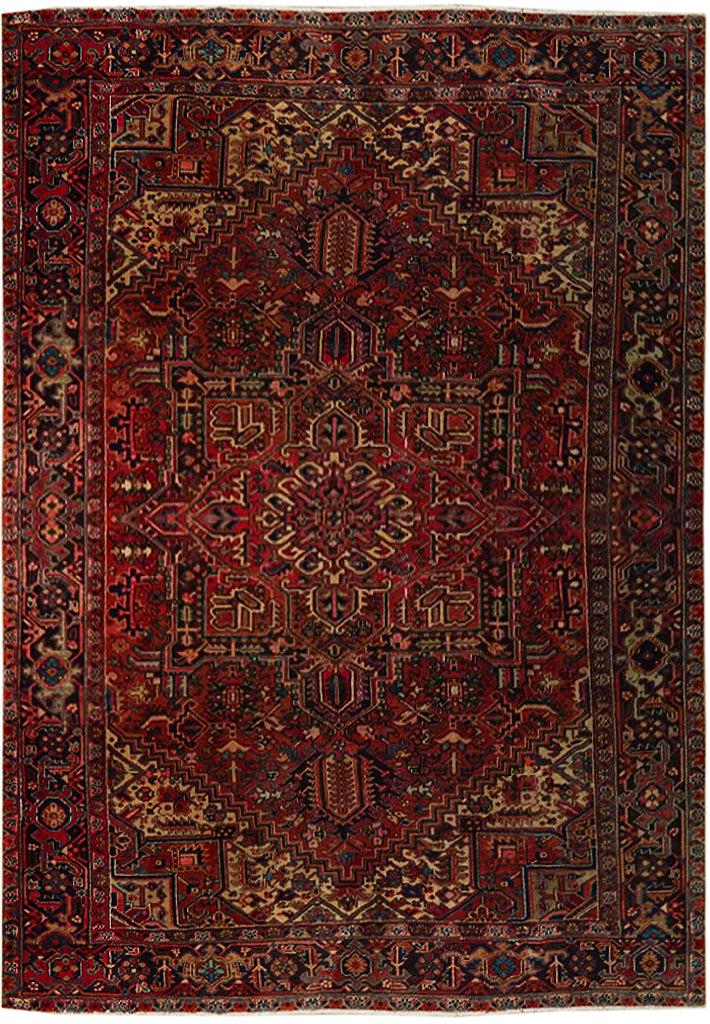 8' x 11' ESTATE RUG Semi Antique Persian Heriz Carpet 73123: 8' x 11' ESTATE RUG Semi Antique Persian Heriz Carpet 73123 Size in Feet: Width: 9 x Length: 11 Size in Inches: Width:108 in x Length: 132 in Colors: Pink Ivory Weave: 100% Handmade Pile: 3/8 Wool Sty