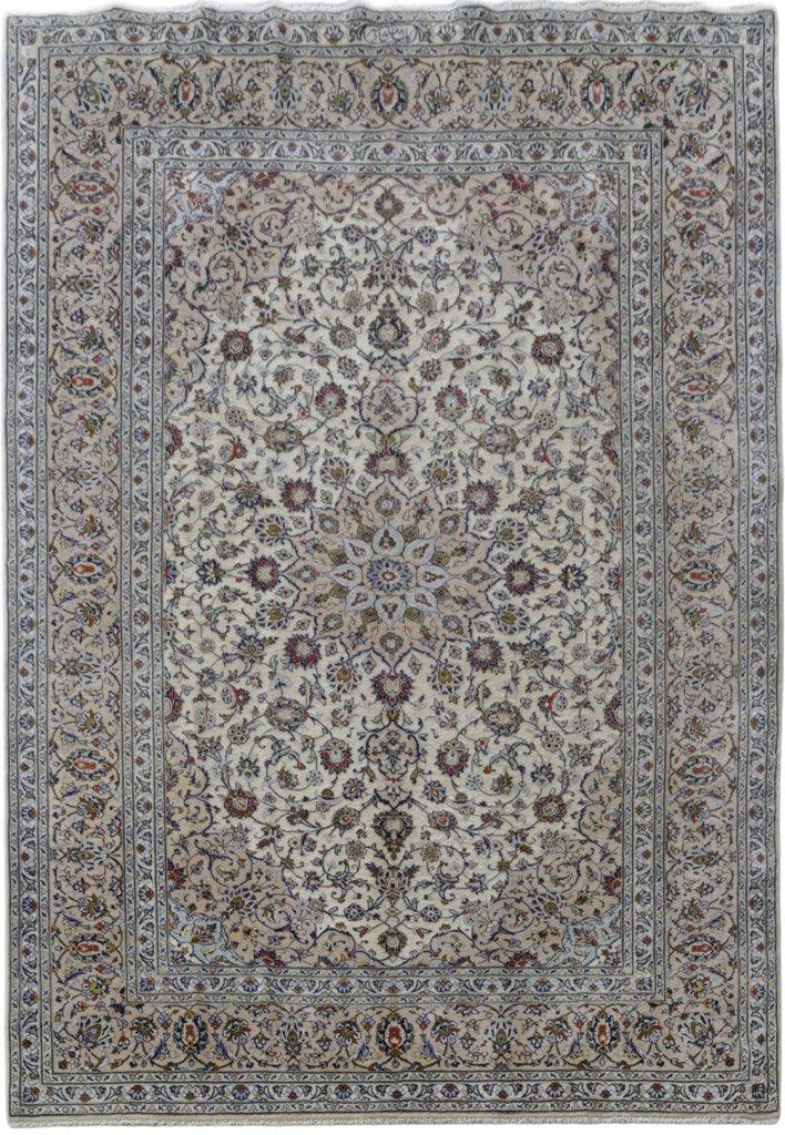 8' x 12' Ivory Persian Signed Kashan Rug 81130: 8' x 12' Ivory Persian Signed Kashan Rug 81130 Size in Feet: Width: 8 x Length: 12 Size in Inches: Width:96 in x Length: 144 in Colors: Ivory Weave: 100% Handmade Pile: 3/8 Wool Style: Kashan Origin: 