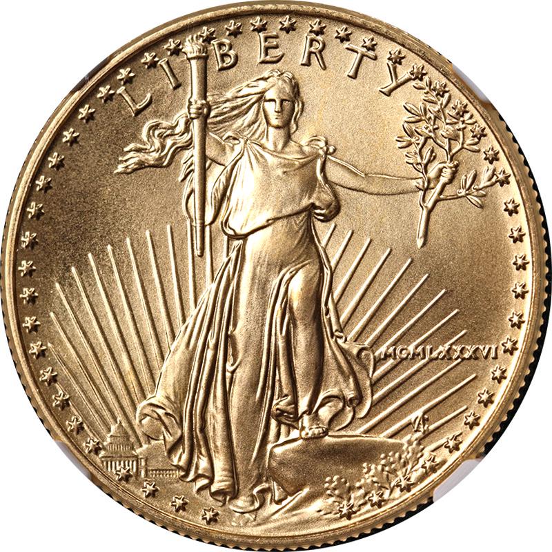 1986 Gold American Eagle $25 NGC MS70 Brown Label: 1986 Gold American Eagle $25 NGC MS70 Brown Label Certification: NGC Grade: MS70 Certification Number: 5836166-013 Composition: Gold Year: 1986 Pre-Owned The MYNT Guarantee: All items in this auction 