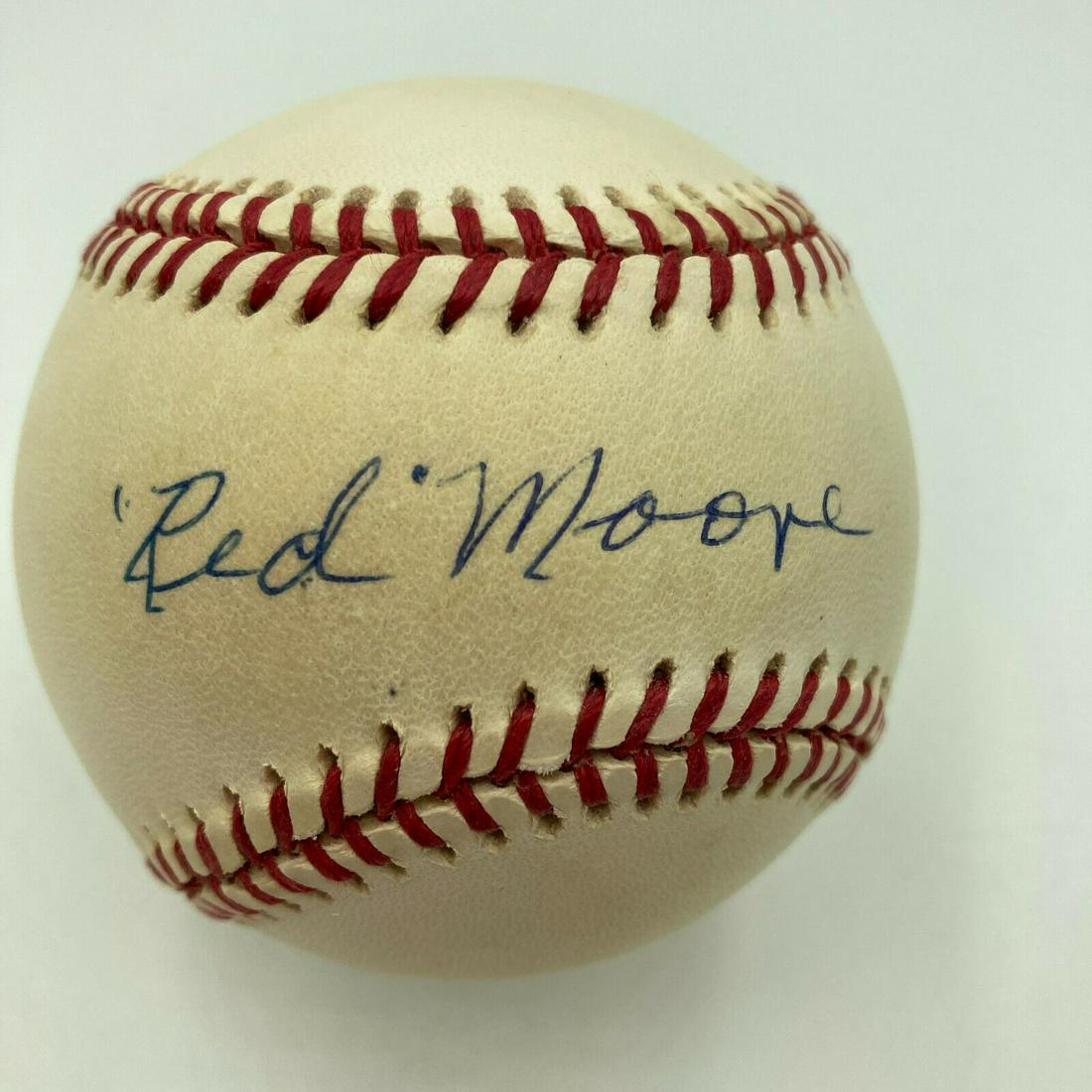 Red Moore Signed Official Major League Baseball Negro League Legend JSA: Red Moore Signed Official Major League Baseball Negro League Legend JSA Product: Ball Sport: Baseball-MLB Autograph Authentication: James Spence (JSA) Original/Reprint: Original Pre-Owned PLEASE NOTE: