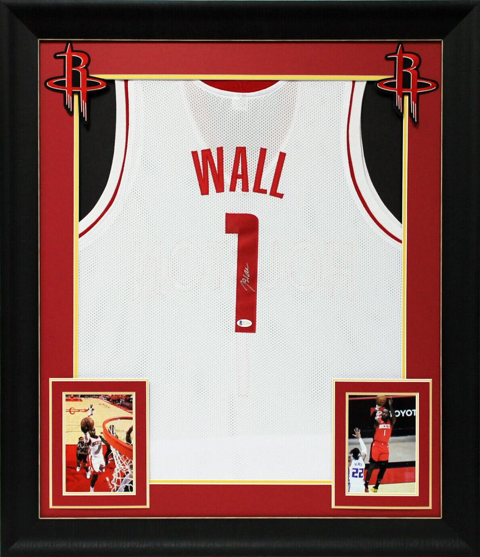 John Wall Signed White Pro Style Framed Jersey Autographed Bas Witness
