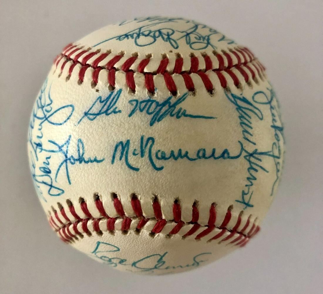 1986 BOSTON RED SOX team signed Official National League ball 27 sigs JSA LETTER: 1986 BOSTON RED SOX team signed Official National League ball 27 sigs JSA LETTER Product: Ball Player: Multi signed Featured Refinements: Team Signed Baseball Sport: Baseball-MLB Autograph Authenticat