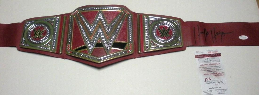 HULK HOGAN HULKAMANIA THE HULKSTER LAST ONE JSA/COA SIGNED CHAMPIONSHIP BELT: HULK HOGAN HULKAMANIA THE HULKSTER LAST ONE JSA/COA SIGNED CHAMPIONSHIP BELT Sport: Wrestling Original/Reprint: Original Product: Photo Pre-Owned PLEASE NOTE: Framed Large or heavy Items do not have s