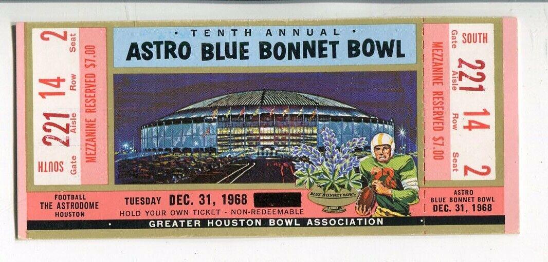 1968 Astro-Bluebonnet Bowl Full Ticket SMU v Oklahoma 12/31 Astrodome 80079: 1968 Astro-Bluebonnet Bowl Full Ticket SMU v Oklahoma 12/31 Astrodome 80079 Year: 1968 Sport: Football Player: Hayden Fry Original/Reproduction: Original Country/Region of Manufacture: United States T