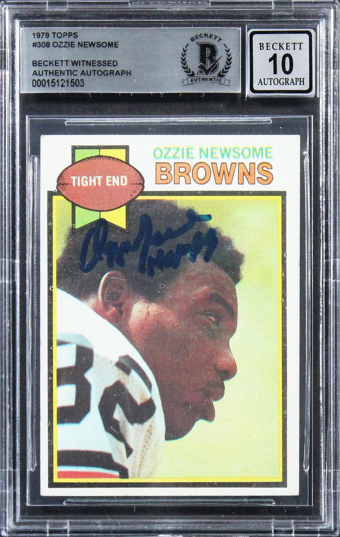 Browns Ozzie Newsome HOF 99 Signed 1979 Topps #308 Rookie Card Auto 10! BAS Slab: Browns Ozzie Newsome HOF 99 Signed 1979 Topps #308 Rookie Card Auto 10! BAS Slab Graded: Yes Sport: Football-NFL League: NFL Team: Cleveland Browns Certification Number: 15121503QTY Product Coa: Becke