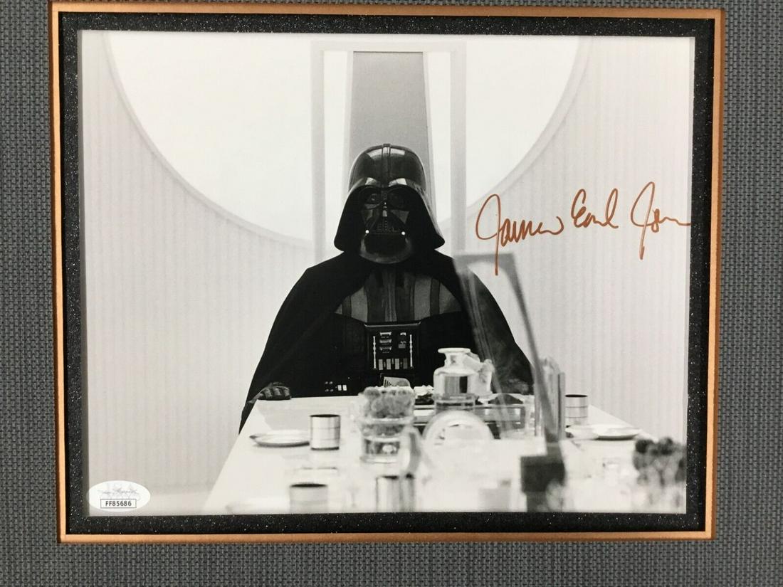 James Earl Jones Darth Vader Signed Star Wars Photo Custom Framed Display JSA: James Earl Jones Darth Vader Signed Star Wars Photo Custom Framed Display JSA Movie: Star Wars Empire Strikes Back Autograph Authentication: James Spence (JSA) Signed: Yes Industry: Movies Original/Re