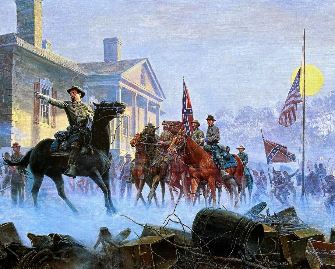 Mort Kunstler Civil War Shenandoah Sunrise Custom Framed Print: Mort Kunstler Civil War Shenandoah Sunrise Custom Framed Print Artist: Mort Kunstler Mort Kunstler Unit Of Sale: Single-Piece Work Size: Medium (up to 36in.) Custom Bundle: No Item Length: 12 in Regio