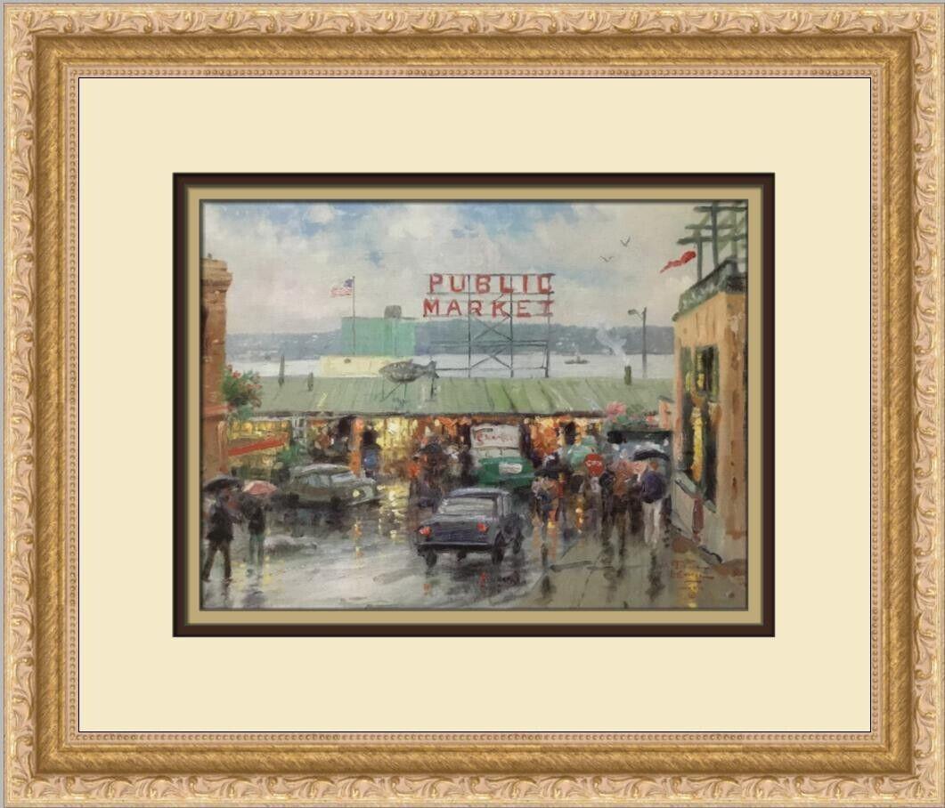 Thomas Kinkade Pike Place Market Seattle Custom Framed Print: Thomas Kinkade Pike Place Market Seattle Custom Framed Print Artist: Thomas Kinkade Unit Of Sale: Single Piece Size: Medium Custom Bundle: No Item Length: 15 in Region Of Origin: United States Framing