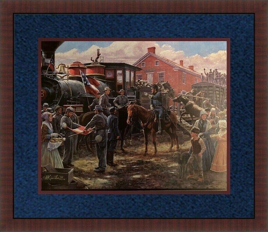 Mort Kunstler Civil War Print - Victory Rode the Rails Custom Gallery Framed: Mort Kunstler Civil War Print - Victory Rode the Rails Custom Gallery Framed Features: Framed Matted Region Of Origin: New York USA Item Width: 18 in Production Technique: Off Set Lithograph Item Leng