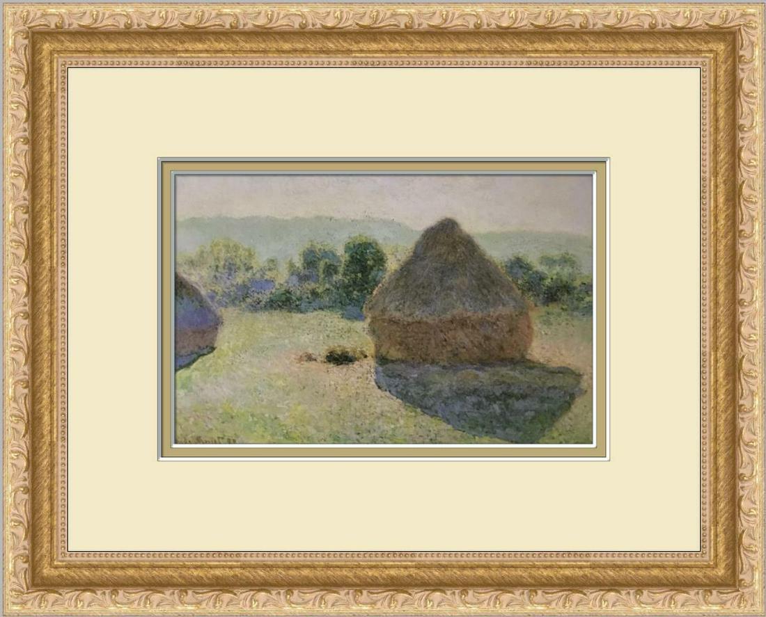 Claude Monet Haystacks at Noon Newly Custom Framed Print: Claude Monet Haystacks at Noon Newly Custom Framed Print Features: Framed Matted Region Of Origin: usa Item Width: 14 in Title: Haystacks at Noon Production Technique: Offset Lithograph Item Length: 1