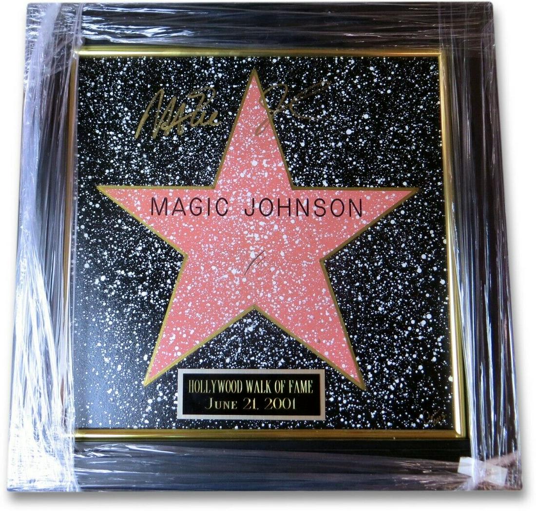 Magic Johnson Signed Autographed Framed Hollywood Star 12X12 Lakers: Magic Johnson Signed Autographed Framed Hollywood Star 12X12 Lakers Sport: Basketball-NBA Product: Hollywood Star Original/Reprint: Original Player: Magic Johnson Autograph Authentication: Online Auth