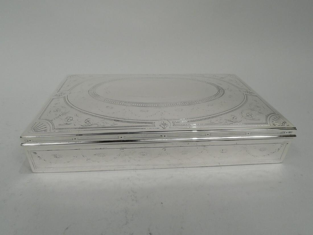 Tiffany Box 18496A Antique Edwardian Regency American Sterling Silver: Tiffany Box 18496A Antique Edwardian Regency American Sterling Silver Brand: Tiffany & Co. Pattern: 18496A Composition: Sterling Silver (.925) Type: Box Style: Edwardian Age: 1900-1940 Edwardian Regen