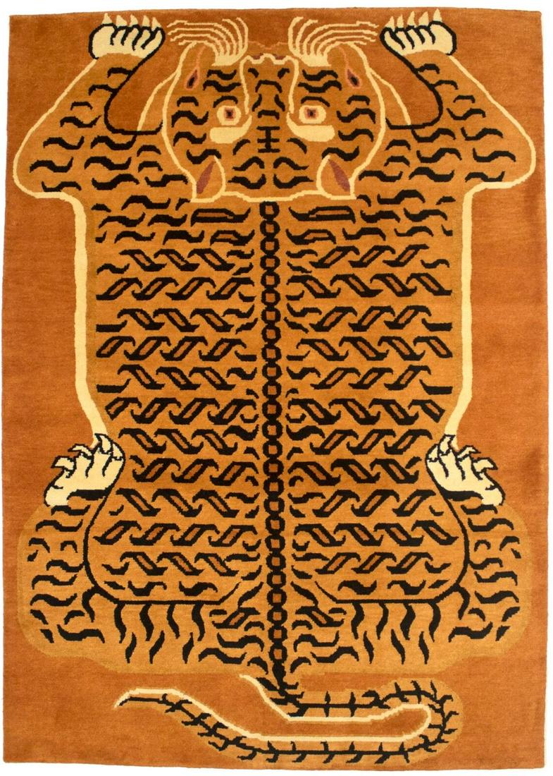 Orange Tribal Design Handmade 4X6 Small Fine Nepali Oriental Rug Tiger Carpet: Orange Tribal Design Handmade 4X6 Small Fine Nepali Oriental Rug Tiger Carpet Type: Area Rug "Size: 40 X 60 Ft" Color: Orange Weave: Hand-Knotted Production Technique: Knotted Material: Wool Item Leng
