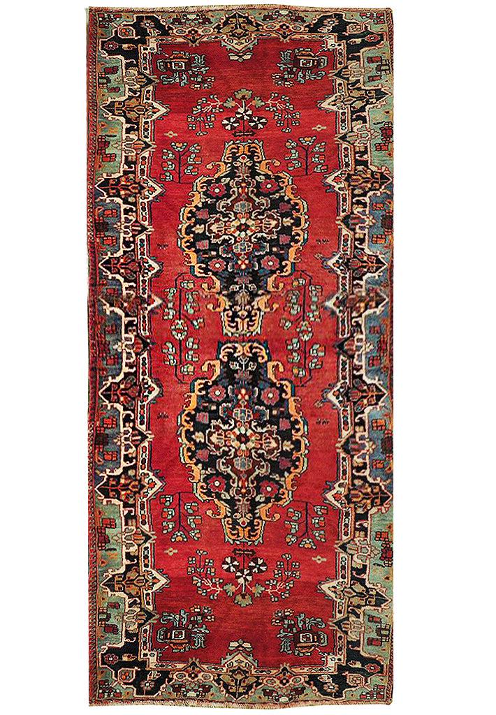 5' x 11' Magenta Pink Semi Antique Persian Runner: 5' x 11' Magenta Pink Semi Antique Persian Runner Size in Feet: Width: 5 x Length: 11 Size in Inches: Width:60 in x Length: 132 in Colors: Magenta Pink Pine Green Weave: 100% Handmade Pile: 3/8 Wool S