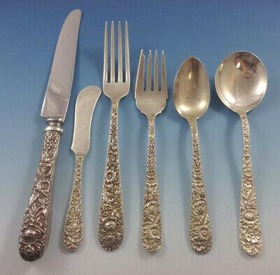 Repousse by Kirk Sterling Silver Flatware Set For 8 Service 54 Pieces: Repousse by Kirk Sterling Silver Flatware Set For 8 Service 54 Pieces This pattern was named after the art of repoussa(c) (the process of embossing metal from the back by hammering), originally used i