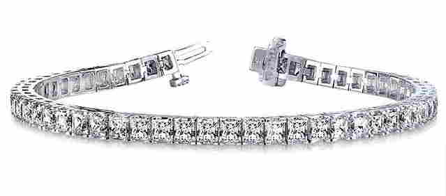 Diamond Princess Prong-set Tennis Bracelet In 14k White Gold (6.14ctw) (1 of 1)