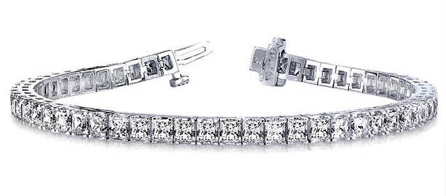 Diamond Princess Prong-set Tennis Bracelet In 14k White Gold (6.14ctw) (1 of 1)