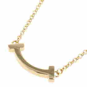 Tiffany necklace T smile micro K18 yellow gold ladies TIFFANY&Co. (1 of 8)