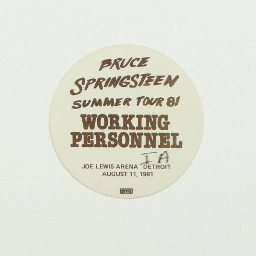 1981 Bruce Springsteen Summer Tour Working Personnel Backstage Pass
