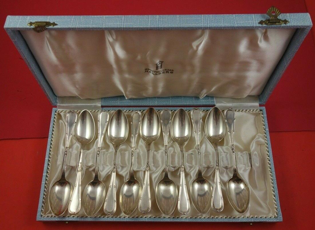 Swedish Sterling by Various Makers Sterling Silver Coffee Spoon 4 7/8" Set of 11: Swedish Sterling by Various Makers Sterling Silver Coffee Spoon 4 7/8" Set of 11 Swedish sterling by various makerssterling silver coffee spoon set of 11 in fited box. 830 silver 1926 mark gab 4 7/8"