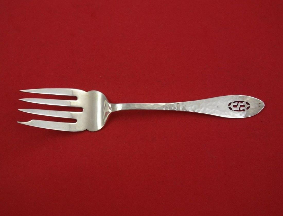 Antique Hammered by Shreve Sterling Silver Cold Meat Fork Pierced Monogram "S": Antique Hammered by Shreve Sterling Silver Cold Meat Fork Pierced Monogram "S" Antique hammered by shrevesterling silver cold meat fork 7 1/2" in the pattern antique hammered by shreve. It has a pierc