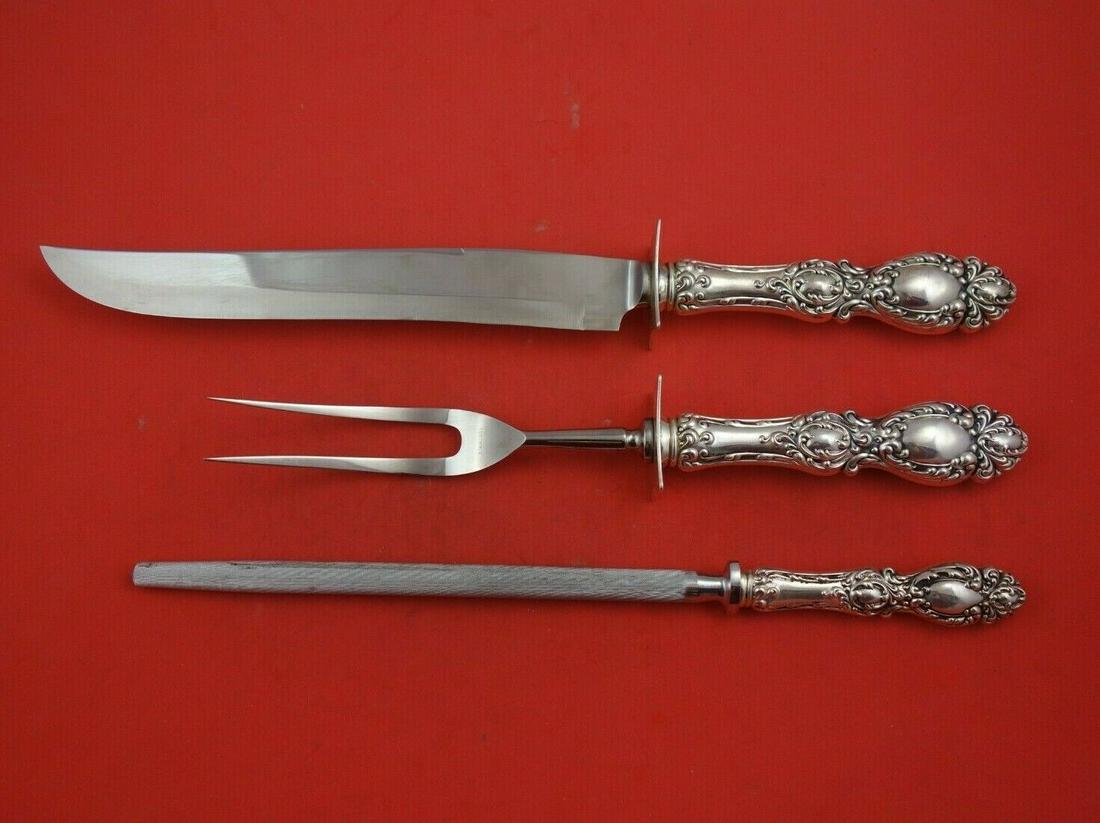 Lucerne by Wallace Sterling Silver Roast Carving Set 3pc HH WS Serving Heirloom: Lucerne by Wallace Sterling Silver Roast Carving Set 3pc HH WS Serving Heirloom Lucerne by wallacesterling silver hollow handle with stainless implements (blade/tines/hone) roast carving set 3-piece i