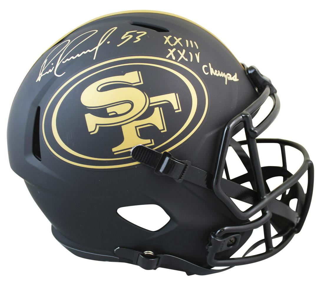 49ers Bill Romanowski XXIII XXIV Champs Signed Eclipse F/S Speed Rep Helmet BAS: 49ers Bill Romanowski XXIII XXIV Champs Signed Eclipse F/S Speed Rep Helmet BAS Sport: Football-NFL Product: Helmet Original/Reprint: Original Player: Bill Romanowski Team: San Francisco 49ers Autogra