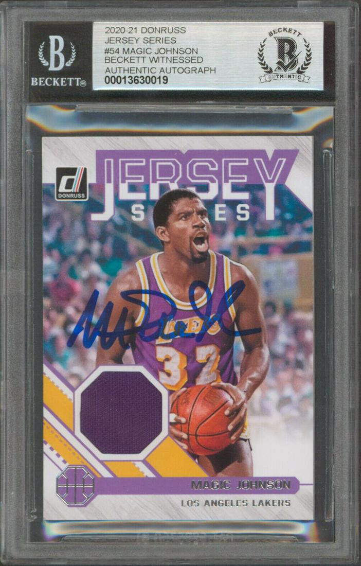Lakers Magic Johnson Signed 2020 Donruss JS #54 Card Auto 10! BAS Slab: Lakers Magic Johnson Signed 2020 Donruss JS #54 Card Auto 10! BAS Slab Graded: Yes Sport: Basketball-NBA Team: Los Angeles Lakers League: NBA Certification Number: 13630019 Product Coa: Beckett Produc