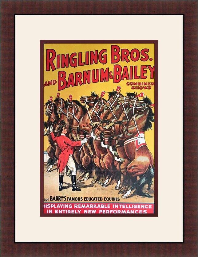 Barnum & Bailey Circus Repro Print - Capt' Barry's Custom Gallery Framed: Barnum & Bailey Circus Repro Print - Capt' Barry's Custom Gallery Framed Image Size 8 1/2 x 13 Custom Framed Size 13 1/2 x 18 Custom Framed in a 1 Black Frame Double Matted Off White Outer Mat & Burgu