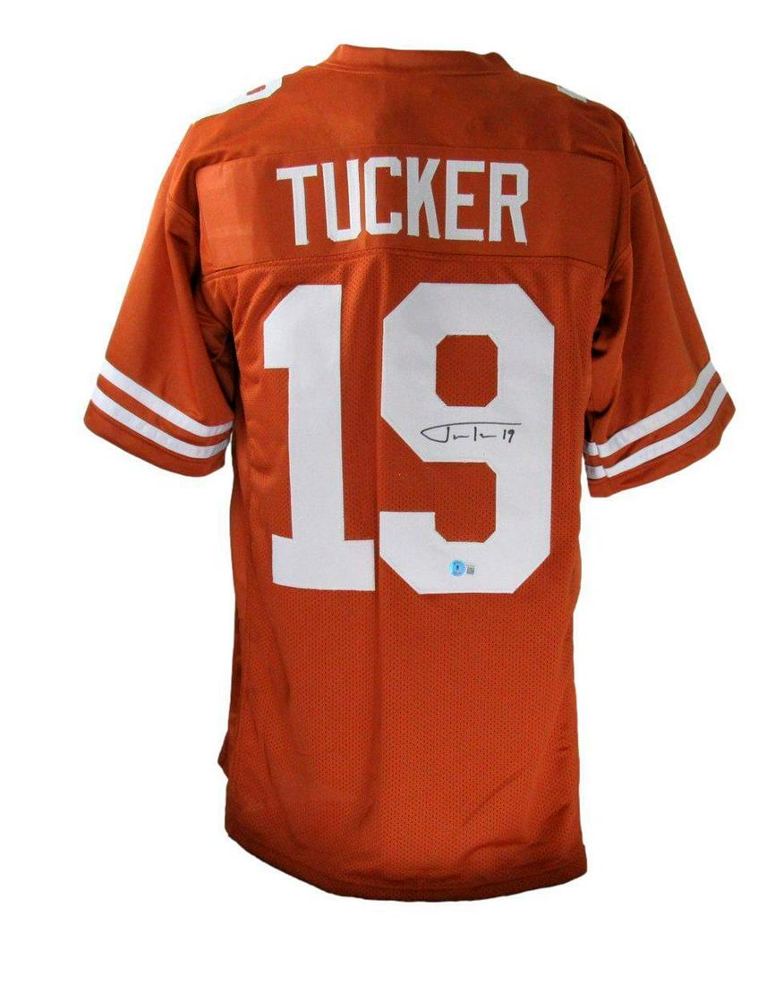 Justin Tucker Autographed Custom Football Jersey Texas Beckett