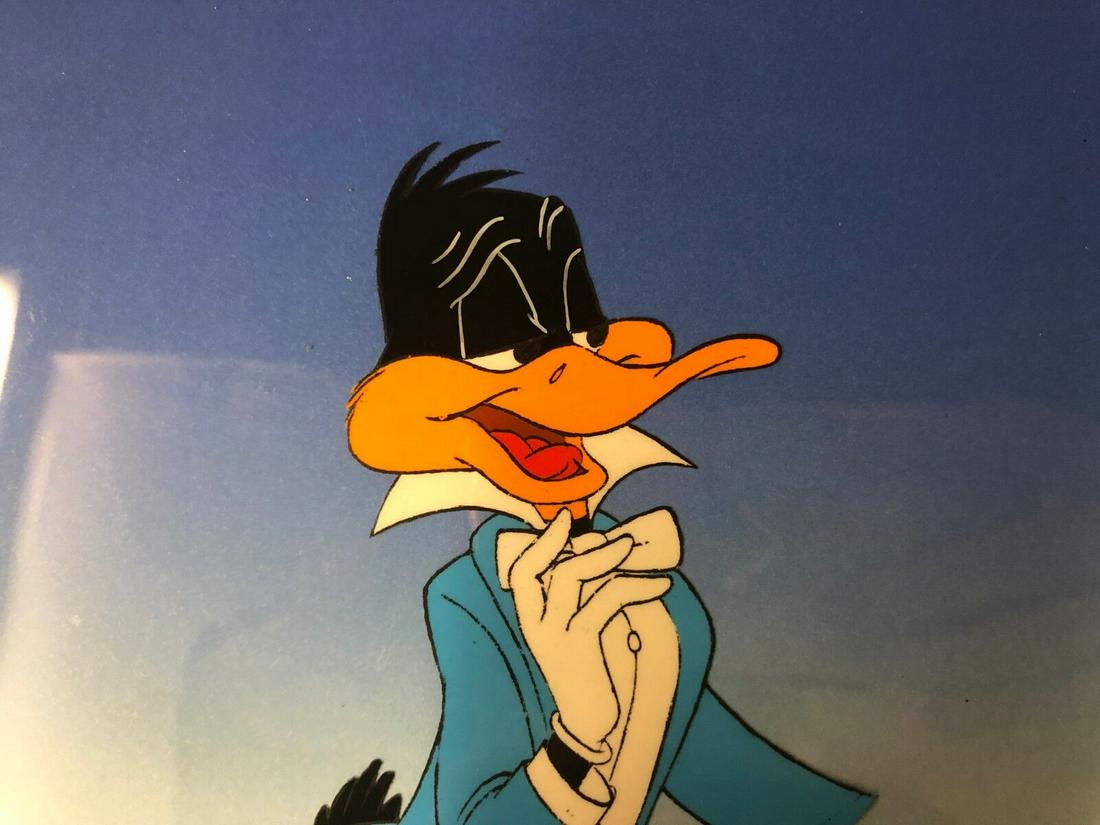 Chuck Jones Signed Daffy Duck Hand Painted Production Cel Custom Framed: Chuck Jones Signed Daffy Duck Hand Painted Production Cel Custom Framed Features: Framed Matted Title: Looney Tunes & Merrie Melodies Item Length: 18 in Item Height: 16 in Illustrator: Chuck Jones Cha