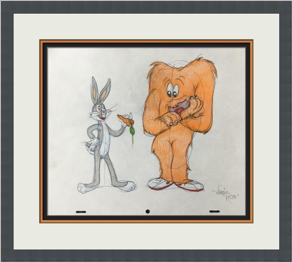 Virgil Ross Original Signed Model Sheet Drawing Gossamer Bugs Custom Framed: Virgil Ross Original Signed Model Sheet Drawing Gossamer Bugs Custom Framed Character: Gossamer Bugs Bunny Animation Studio: Warner Bros Item Height: 10 in Item Width: 12 in Theme: Animation Inscribed