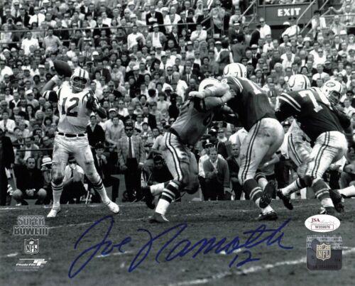 JOE NAMATH (JETS) authentic signed "SB Throw Blk/Wh " 8x10 photo-JSA W359976: JOE NAMATH (JETS) authentic signed "SB Throw Blk/Wh " 8x10 photo-JSA W359976 Product: Photo Sport: Football-NFL Autograph Authentication: James Spence Authentication (JSA) Signed: Yes Team: New York J