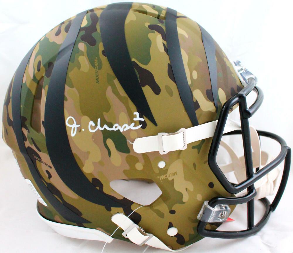 Ja'marr Chase Autographed Bengals Camo F/s Speed Helmet beckettw Holo