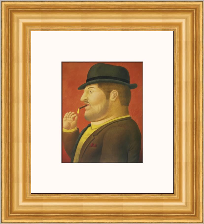 Fernando Botero Smoking Man Custom Framed Print: Fernando Botero Smoking Man Custom Framed Print Size: Medium Region Of Origin: United States Artist: Fernando Botero Production Technique: Offset Lithograph Framing: Matted & Framed Style: Surrealism