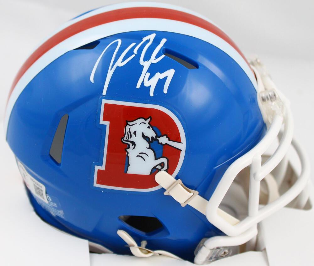 John Lynch Autographed Denver Broncos 75-96 Speed Mini Helmet-Beckett W Hologram: John Lynch Autographed Denver Broncos 75-96 Speed Mini Helmet-Beckett W Hologram Sport: Football-NFL Product: Helmet Original/Reprint: Original Player: John Lynch Team: denver broncos Autograph Authen