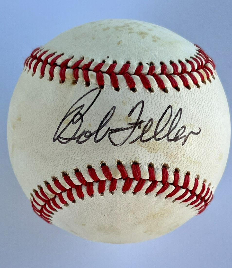 BOB FELLER (Indians) Signed Official American League Baseball (JSA AB46088): BOB FELLER (Indians) Signed Official American League Baseball (JSA AB46088) Product: Ball Player: Bob Feller Sport: Baseball-MLB Autograph Authentication: James Spence Authentication (JSA) Team: Cleve