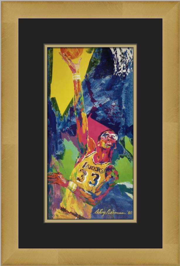 Leroy Neiman Kareem Abdul-Jabbar Custom Framed Print: Leroy Neiman Kareem Abdul-Jabbar Custom Framed Print Size: Medium (up to 36in.) Region Of Origin: united states Artist: LeRoy Neiman Production Technique: Lithography Framing: Matted & Framed Style: I