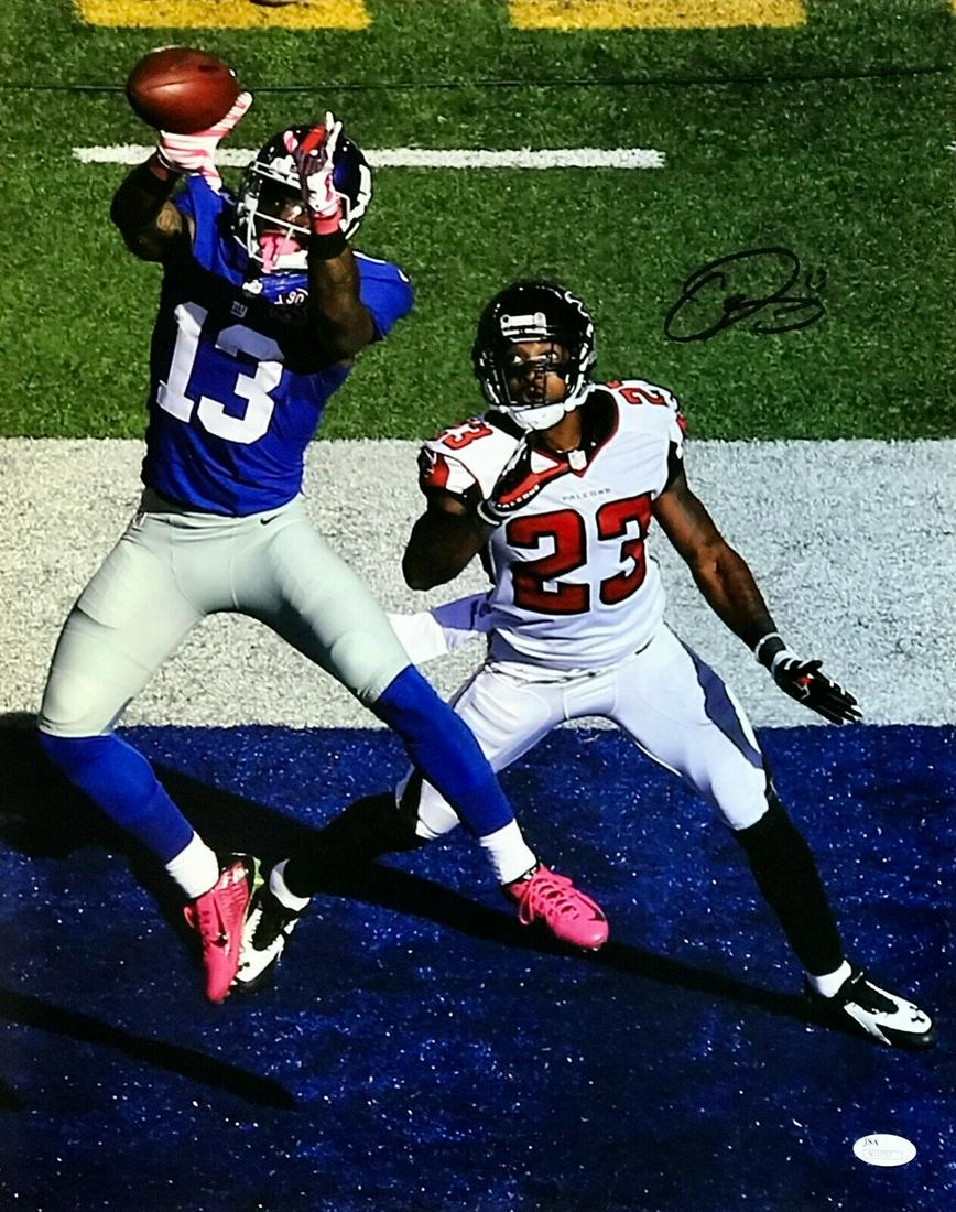 ODELL BECKHAM (GIANTS/BROWNS) signed 16x20 VS Atlanta- JSA N15757: ODELL BECKHAM (GIANTS/BROWNS) signed 16x20 VS Atlanta- JSA N15757 Product: Photo Player: Odell Beckham Sport: Football-NFL Autograph Authentication: James Spence (JSA) Team: New York Giants Original/R