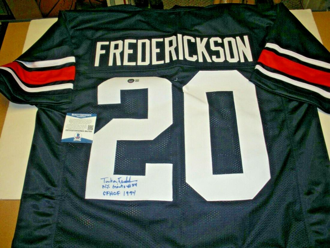 TUCKER FREDERICKSON AUBURN TIGERS CFHOF-1994 LAST ONE JSA/COA SIGNED JERSEY: TUCKER FREDERICKSON AUBURN TIGERS CFHOF-1994 LAST ONE JSA/COA SIGNED JERSEY Product: Jersey Sport: Football-NFL Original/Reprint: Original Pre-Owned PLEASE NOTE: Framed Large or heavy Items do not hav