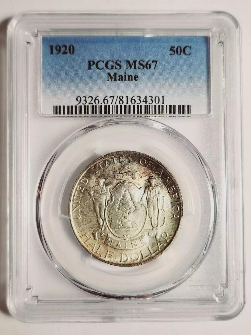 1920 P PCGS MS-67 Maine: 1920 P PCGS MS-67 Maine Certification: PCGS Composition: Silver Grade: MS 67 Year: 1920 Circulated/Uncirculated: Uncirculated Mint Location: Philadelphia Country: USA Km Number: Unknown Certification 