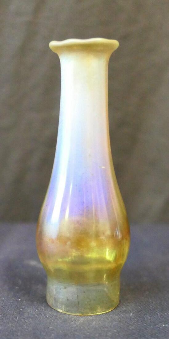 Tiffany Studios Mini Favrile Candle Lamp Chimney: Tiffany Studios Mini Favrile Candle Lamp Chimney Type: chimney Original/Licensed Reproduction: Original Color: iridescent Number In Pack: 1 Material: Glass Time Period Manufactured: 1900-1919 Vintage: