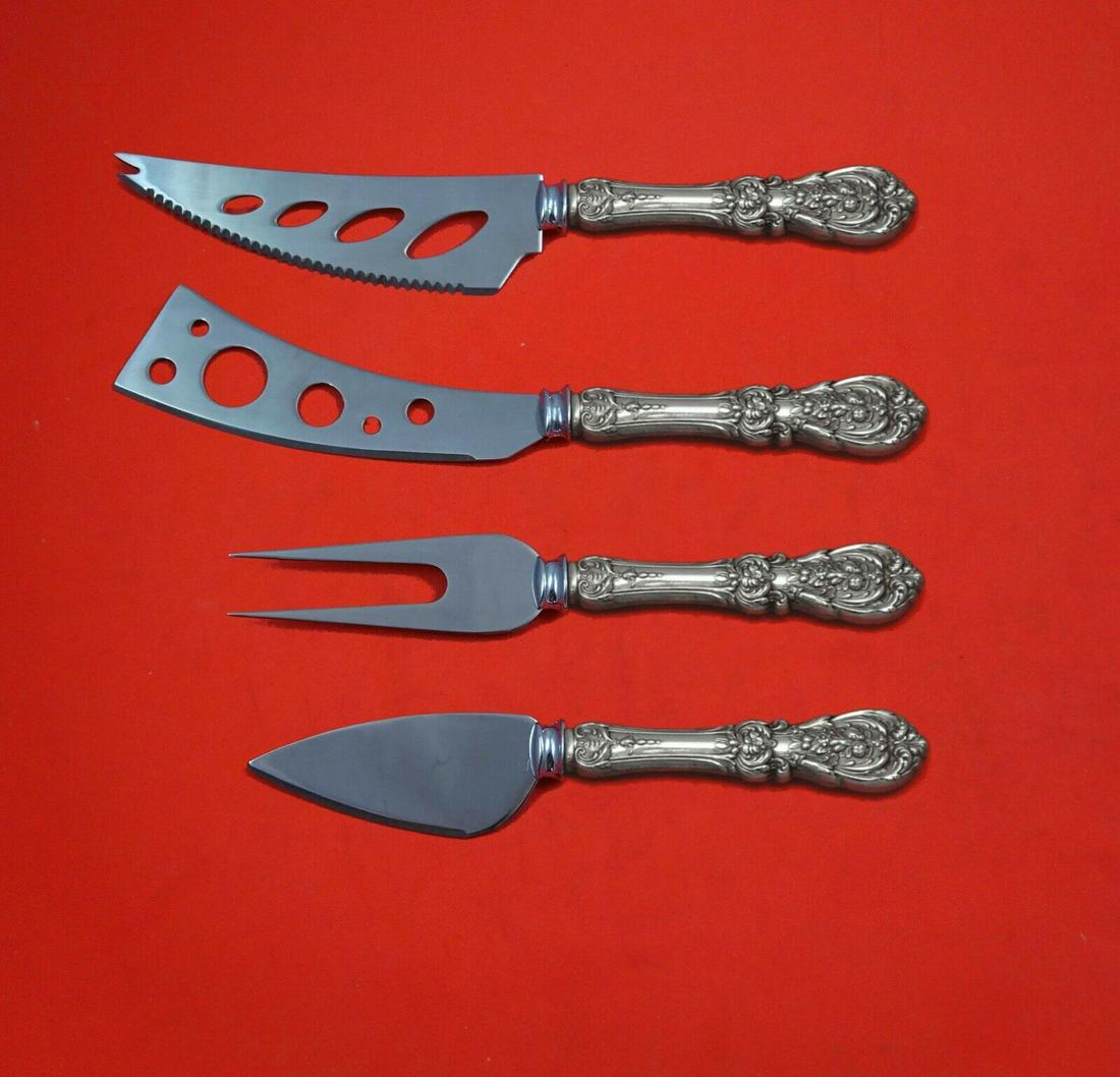 Francis I by Reed and Barton Sterling Silver Deluxe Charcuterie Set 4pc Custom: Francis I by Reed and Barton Sterling Silver Deluxe Charcuterie Set 4pc Custom Francis i by reed and bartonsterling silver hollow handles with stainless implement/blades deluxe charcuterie set, custom
